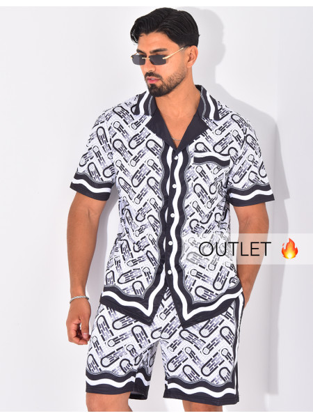 Ensemble short et chemise à motifs