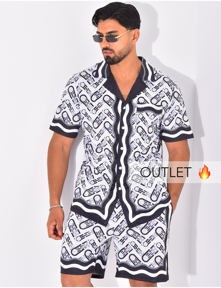 Ensemble short et chemise à motifs