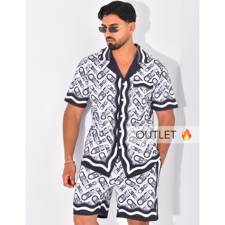Ensemble short et chemise à motifs