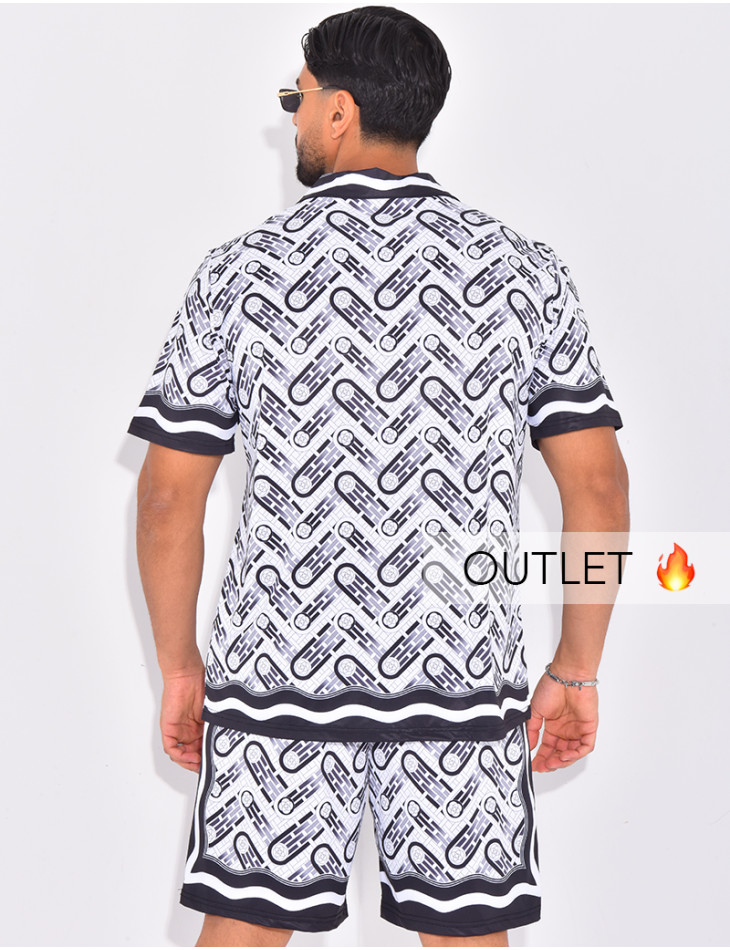 Ensemble short et chemise à motifs