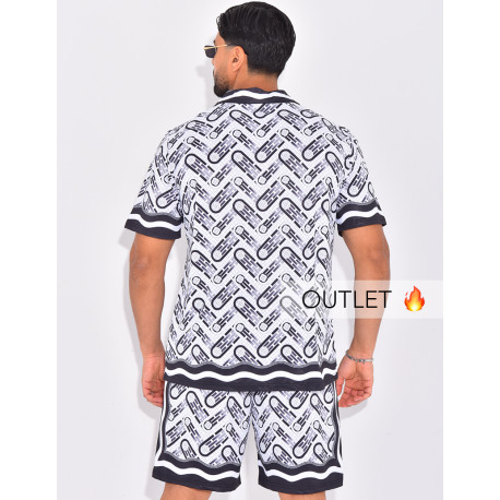 Ensemble short et chemise à motifs