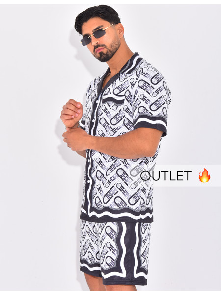 Ensemble short et chemise à motifs
