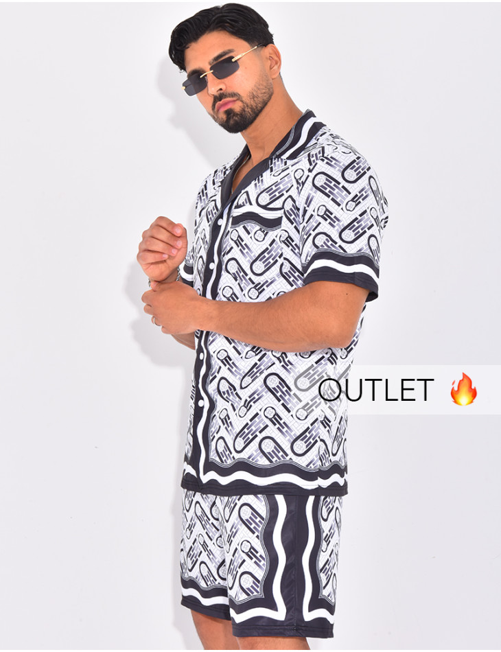 Ensemble short et chemise à motifs