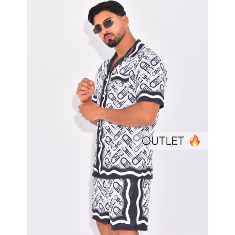 Ensemble short et chemise à motifs