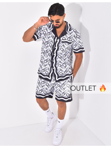Ensemble short et chemise à motifs