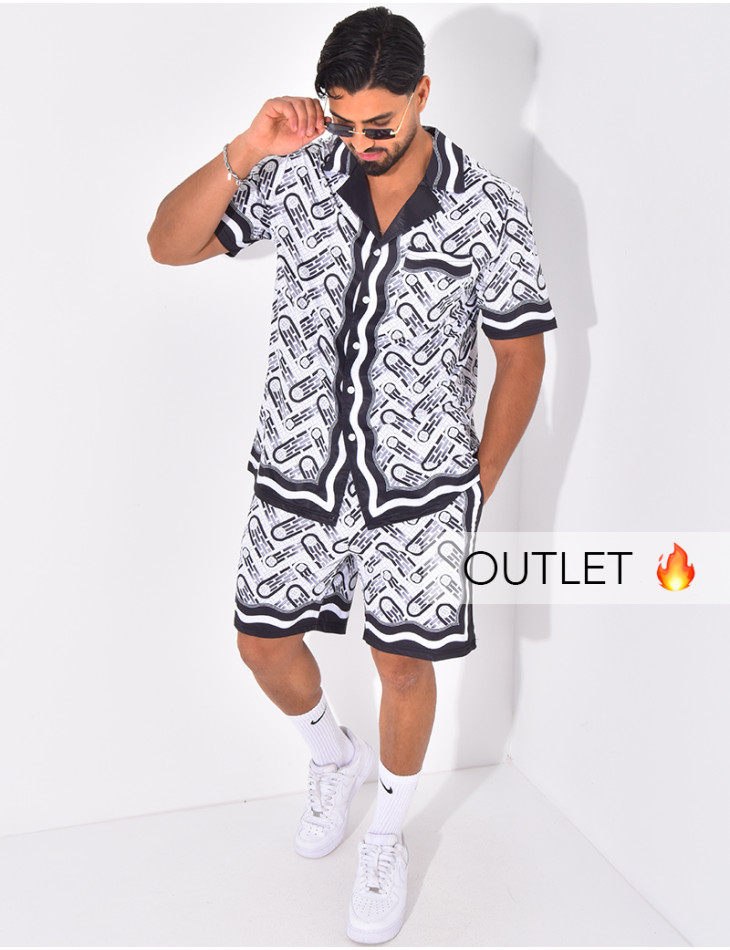 Ensemble short et chemise à motifs