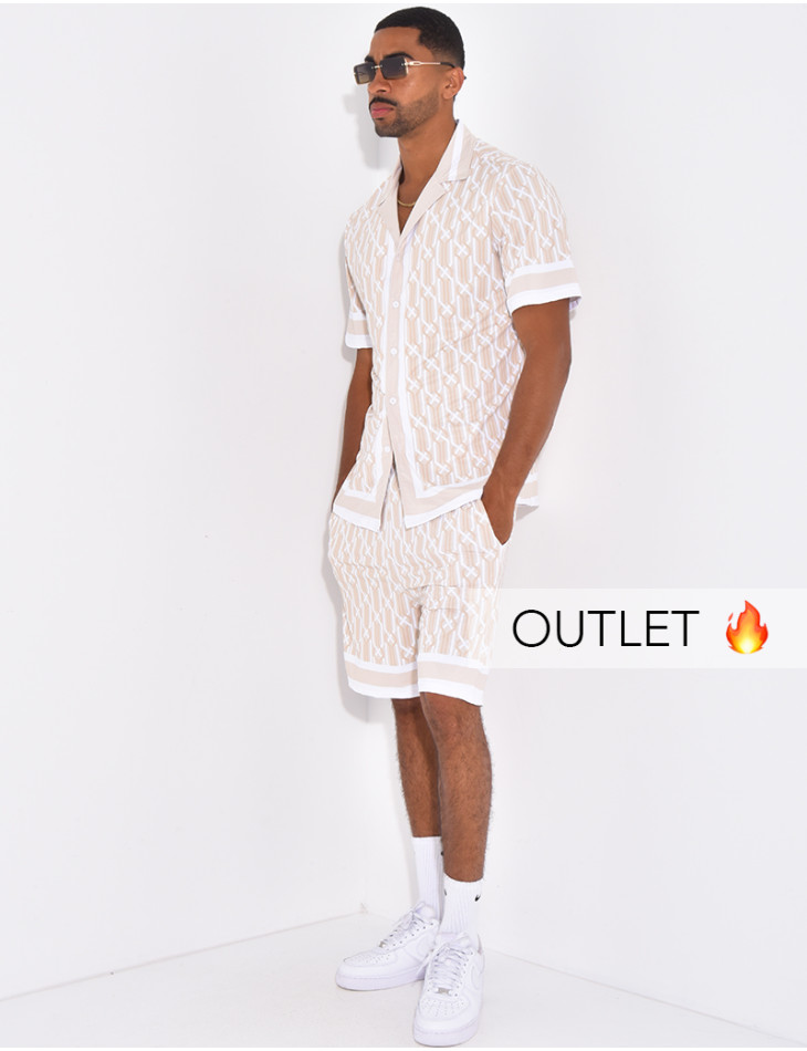 Ensemble short et chemise à motifs
