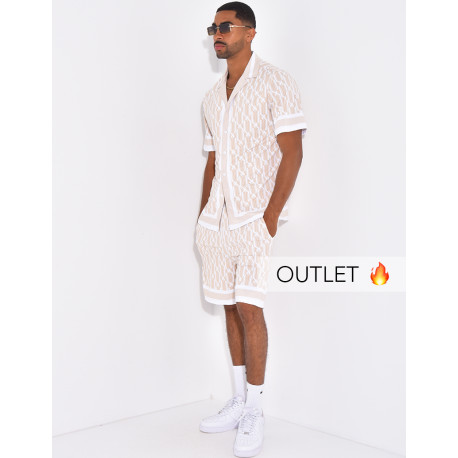 Ensemble short et chemise à motifs