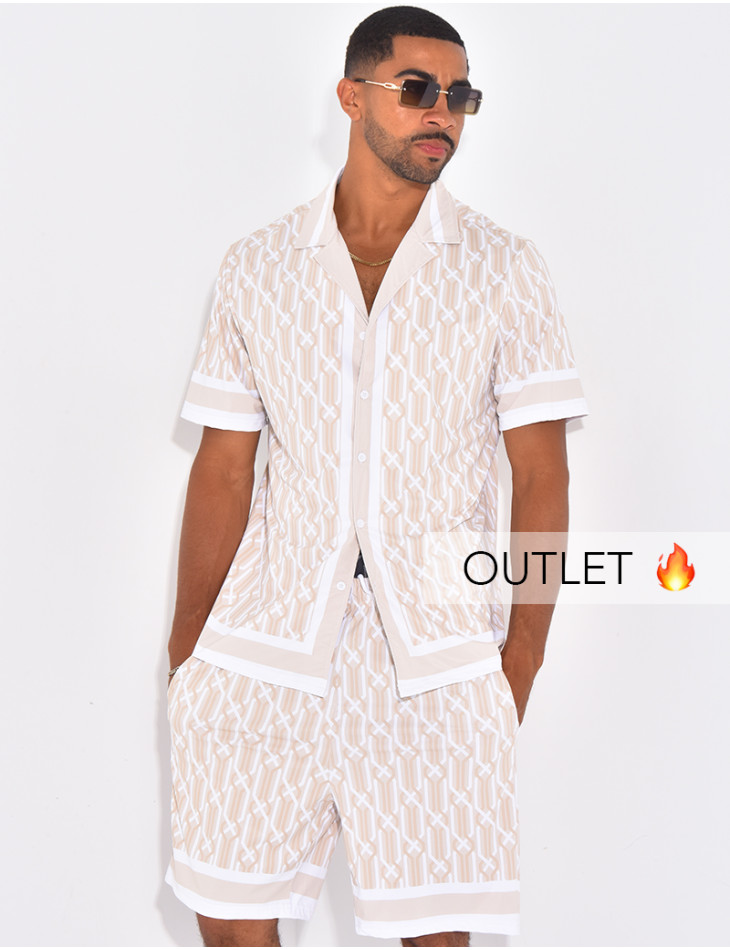 Ensemble short et chemise à motifs