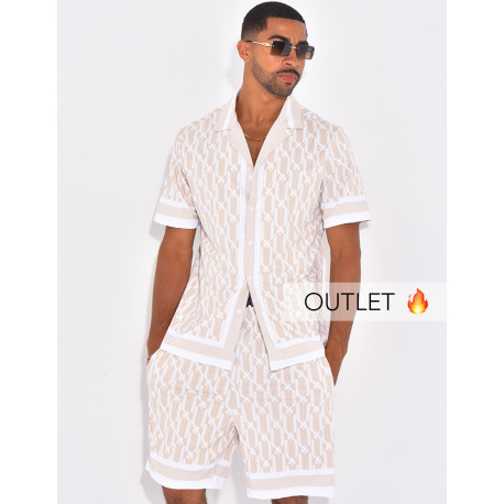 Ensemble short et chemise à motifs
