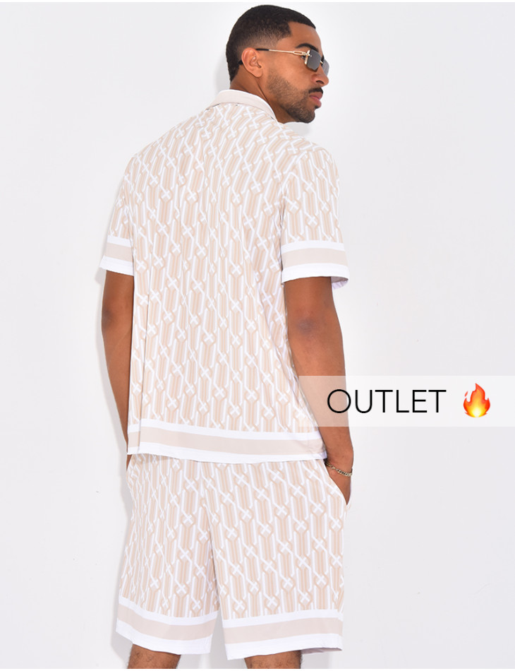 Ensemble short et chemise à motifs