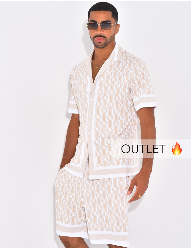 Ensemble short et chemise à motifs
