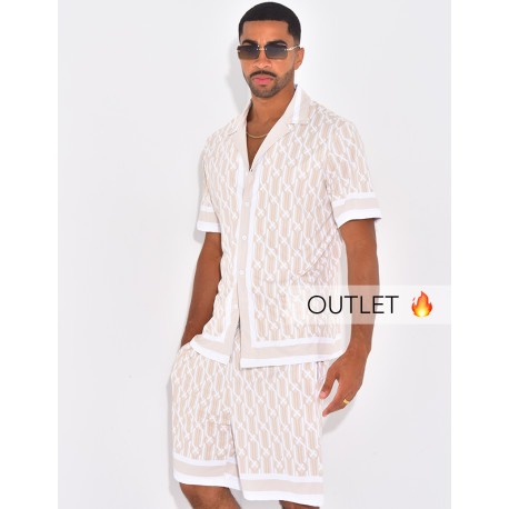 Ensemble short et chemise à motifs