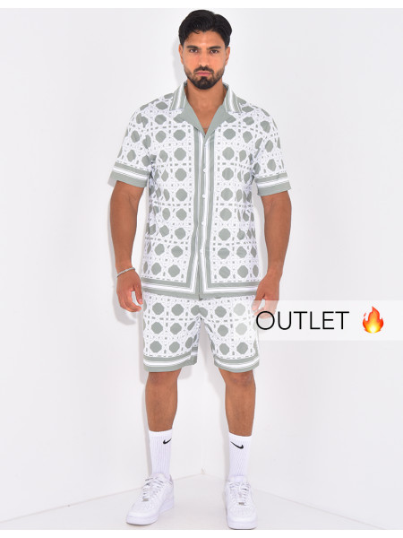 Ensemble short et chemise à motifs