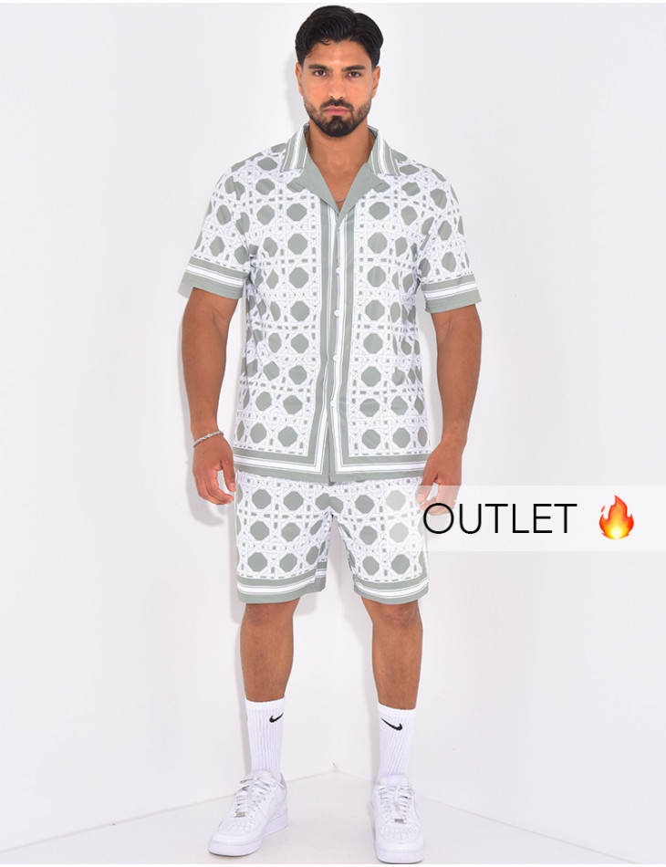 Ensemble short et chemise à motifs