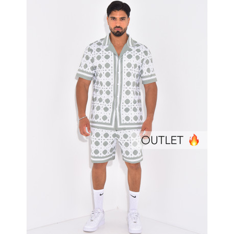 Ensemble short et chemise à motifs