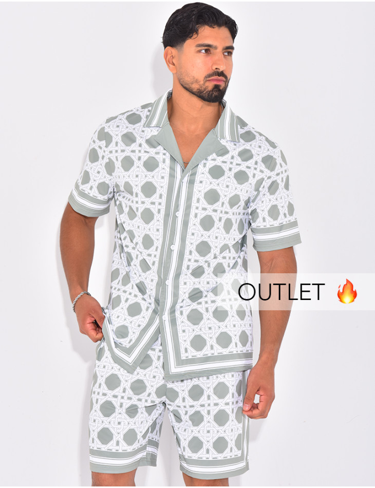 Ensemble short et chemise à motifs