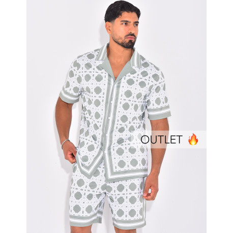 Ensemble short et chemise à motifs