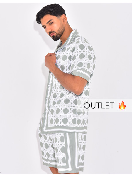 Ensemble short et chemise à motifs