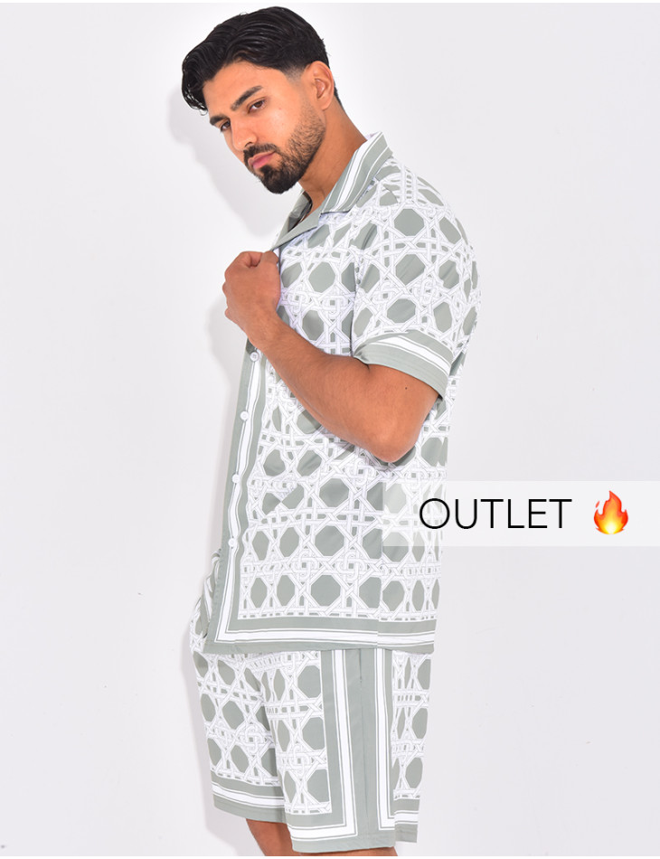 Ensemble short et chemise à motifs