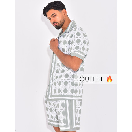 Ensemble short et chemise à motifs