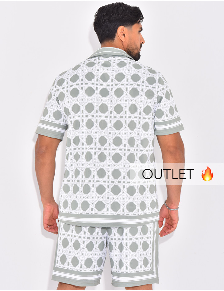 Ensemble short et chemise à motifs