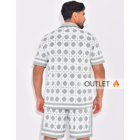 Ensemble short et chemise à motifs