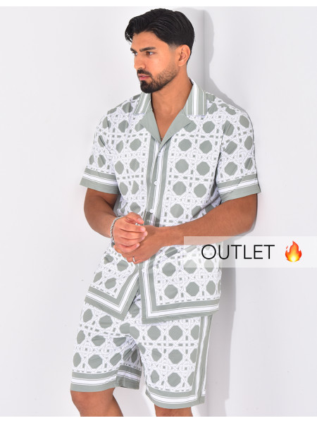 Ensemble short et chemise à motifs
