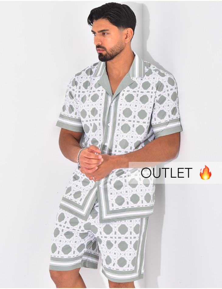 Ensemble short et chemise à motifs