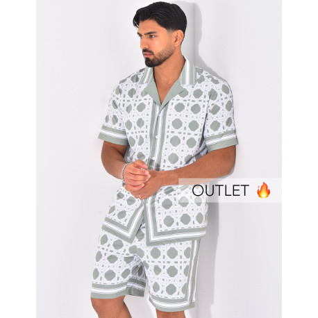Ensemble short et chemise à motifs