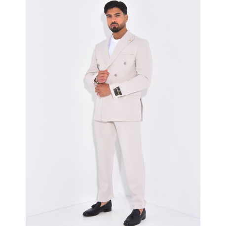 Ensemble de costume croisé 2 pièces à rayures