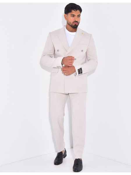 Ensemble de costume croisé 2 pièces à rayures