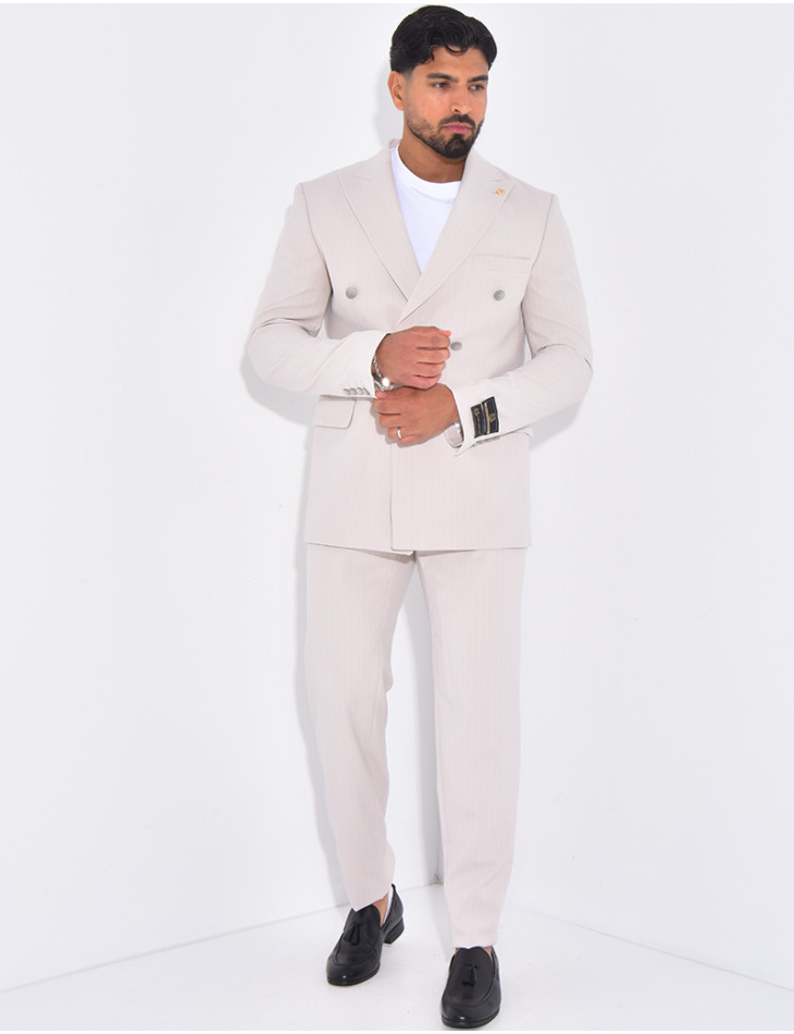 Ensemble de costume croisé 2 pièces à rayures
