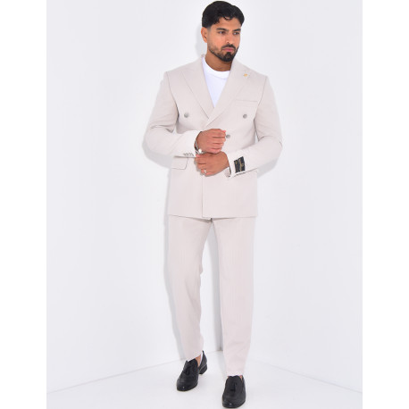 Ensemble de costume croisé 2 pièces à rayures