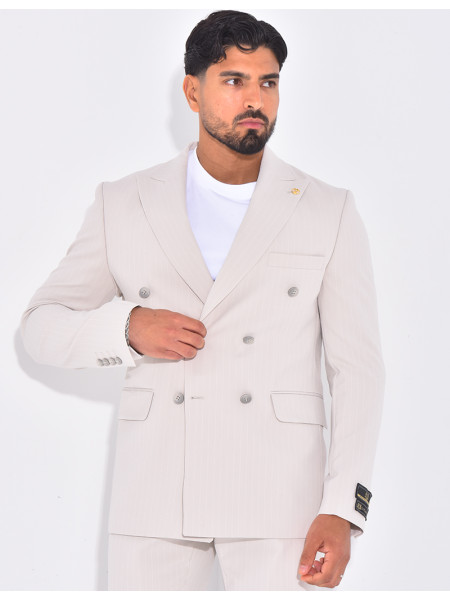 Ensemble de costume croisé 2 pièces à rayures