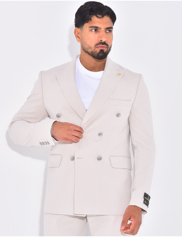 Ensemble de costume croisé 2 pièces à rayures