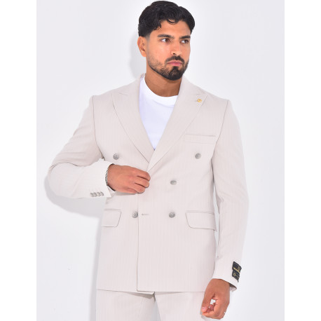 Ensemble de costume croisé 2 pièces à rayures