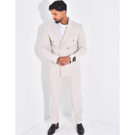 Ensemble de costume croisé 2 pièces à rayures
