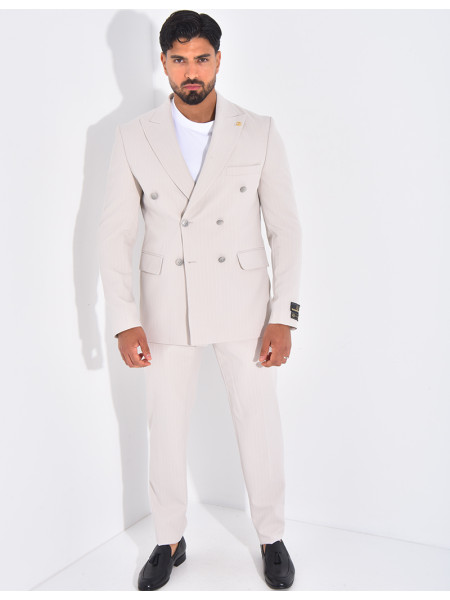 Ensemble de costume croisé 2 pièces à rayures