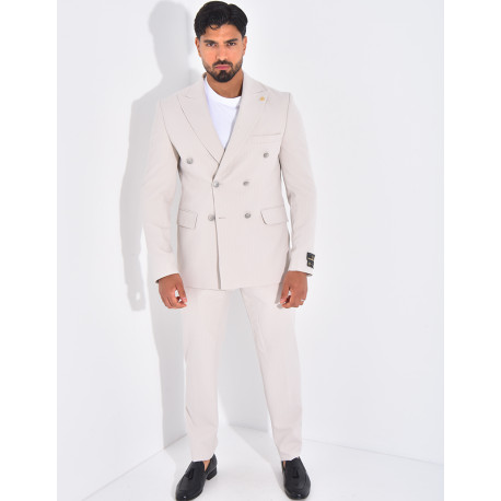 Ensemble de costume croisé 2 pièces à rayures