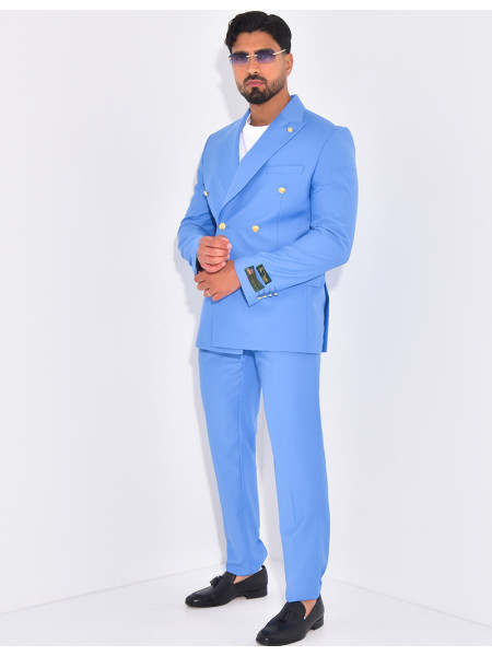 Ensemble de costume croisé 2 pièces à boutons dorés