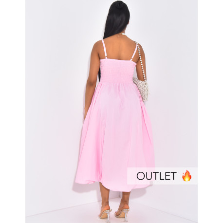 Strapless dress with draped hips in cotton