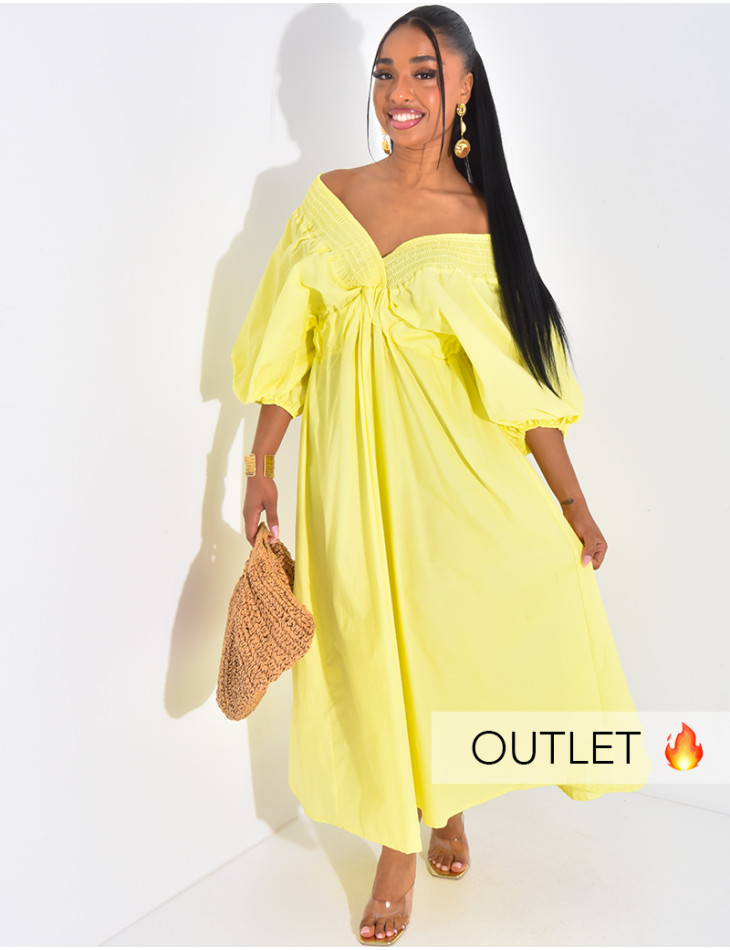 Fitted off-the-shoulder maxi dress