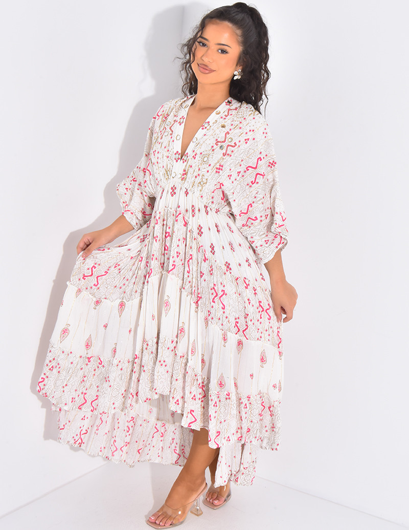 Robe bohème asymétrique à...