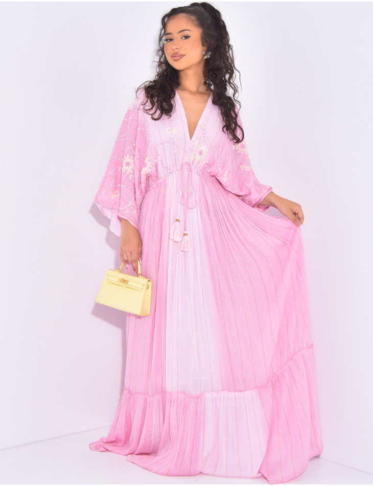 Robe bohème longue à perles et broderies