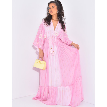 Robe bohème longue à perles et broderies
