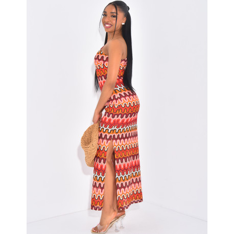 Asymmetrical crochet maxi dress