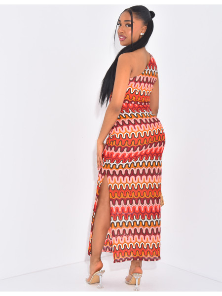Asymmetrical crochet maxi dress
