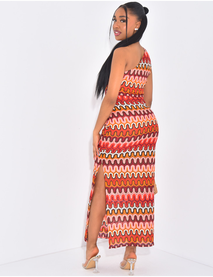 Asymmetrical crochet maxi dress