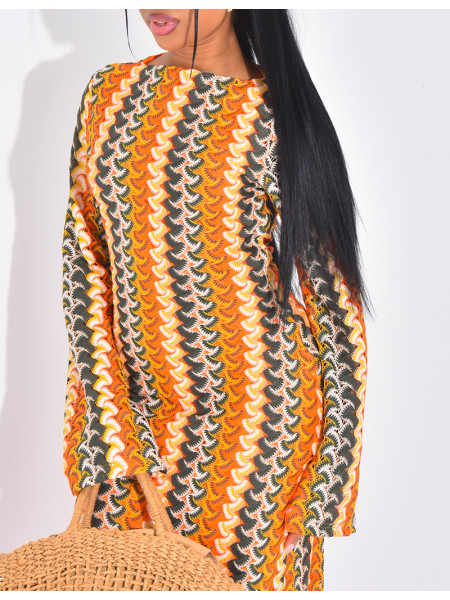 Robe longue en crochet multicolore